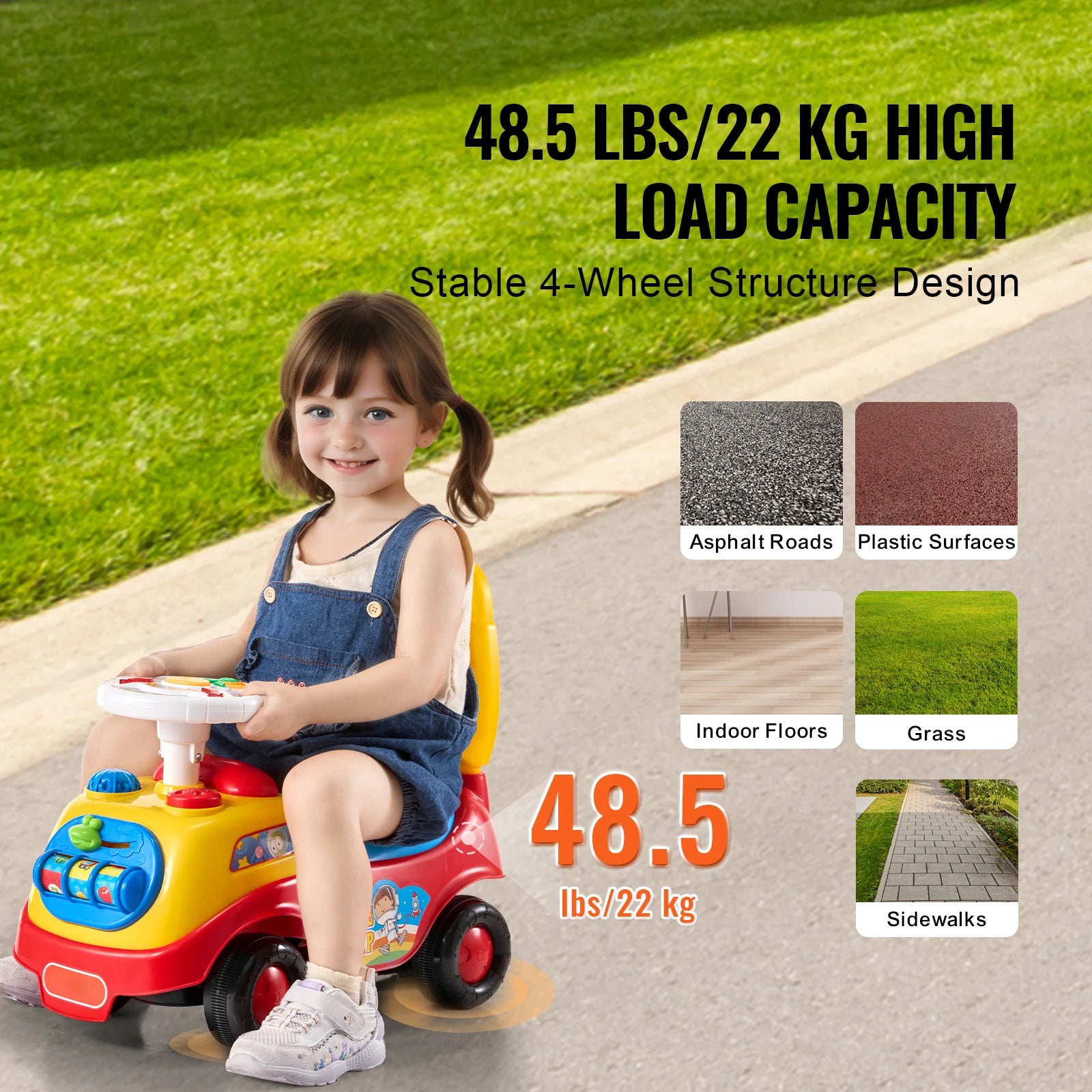 ucceBuy Ride-On Push Car for Toddlers | 1-3 Years | Music & Storage