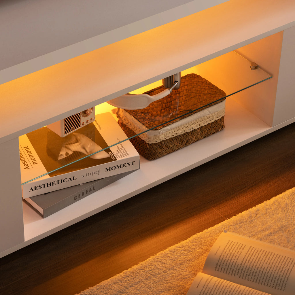 VDC  TV Entertainment Center LED TV Stand, Gaming Center for 60 65 70inch TV, Modern TV Stand with Storage, TV Console for Ga