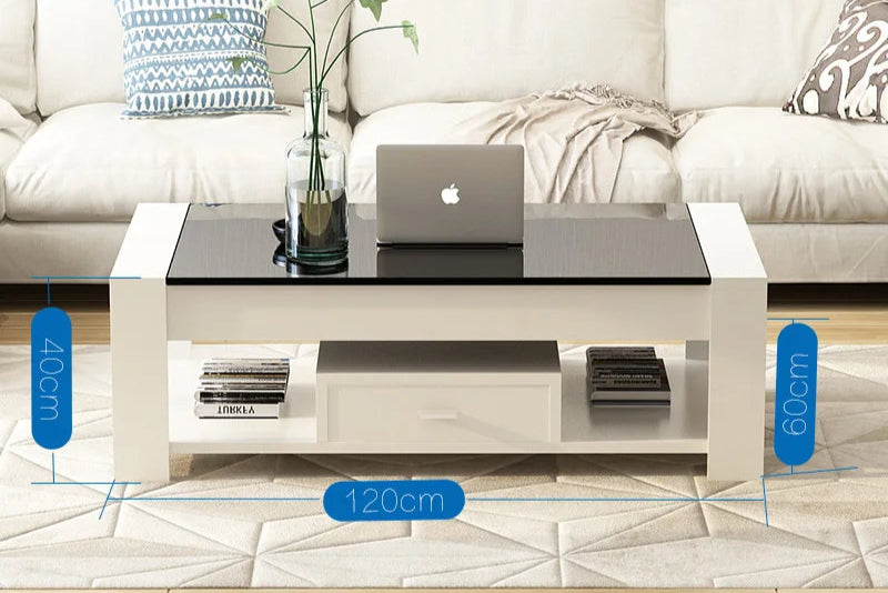 Scandinavian Modern Coffee Table with Tempered Glass – Simple & Stylish Design