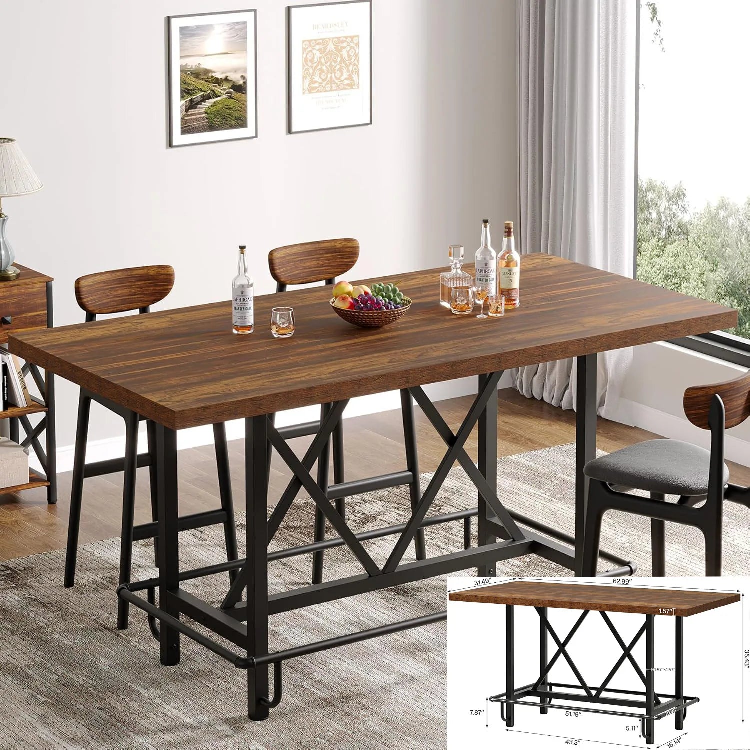 Farmhouse 63" Dining Table – Spacious & Durable
