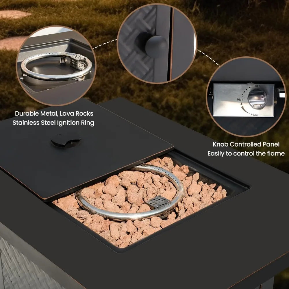 Verdeluxe 32" Square 2-in-1 Propane Fire Pit Table – Antique Bronze