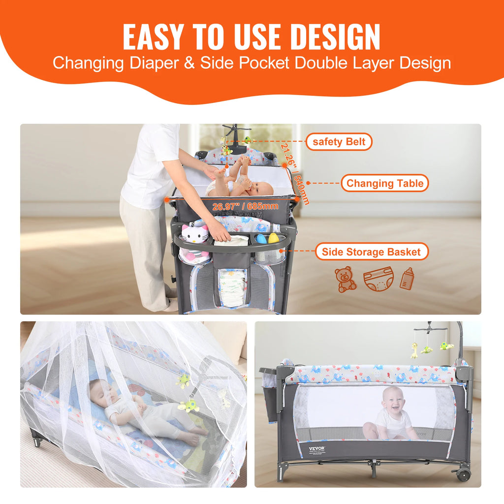 SucceBuy Baby Bassinet with Changing Table