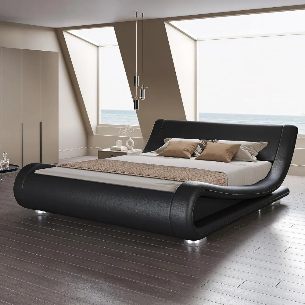 Modern Adjustable Leather Platform Bed – Ergonomic & Comfortable
