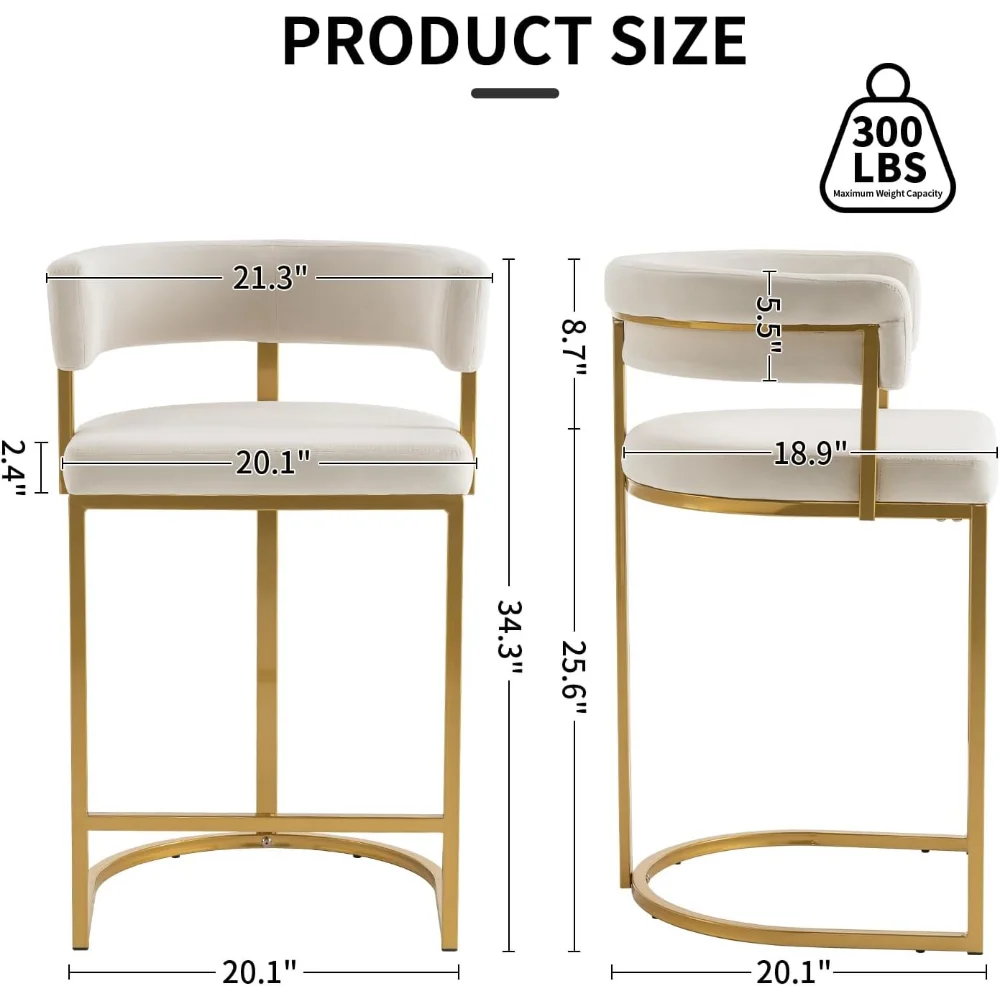 arrel-Style Velvet Bar Stool – Modern Metal Frame with High-Density Foam Seat