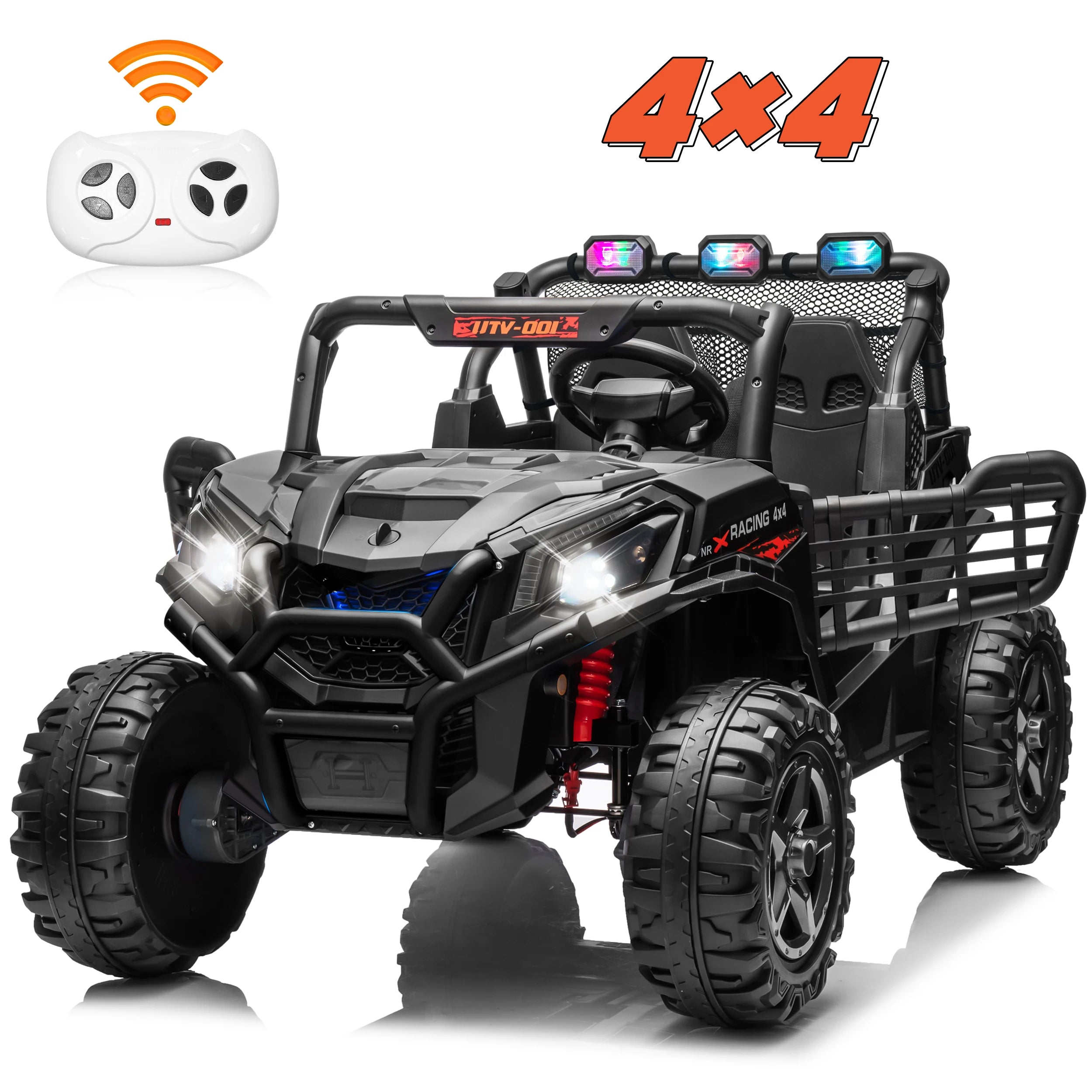 Joyracer 24V Kids Ride-On Car | Double Seat UTV | LED Lights, USB/MP3, Adjustable Volume | Ages 3–6