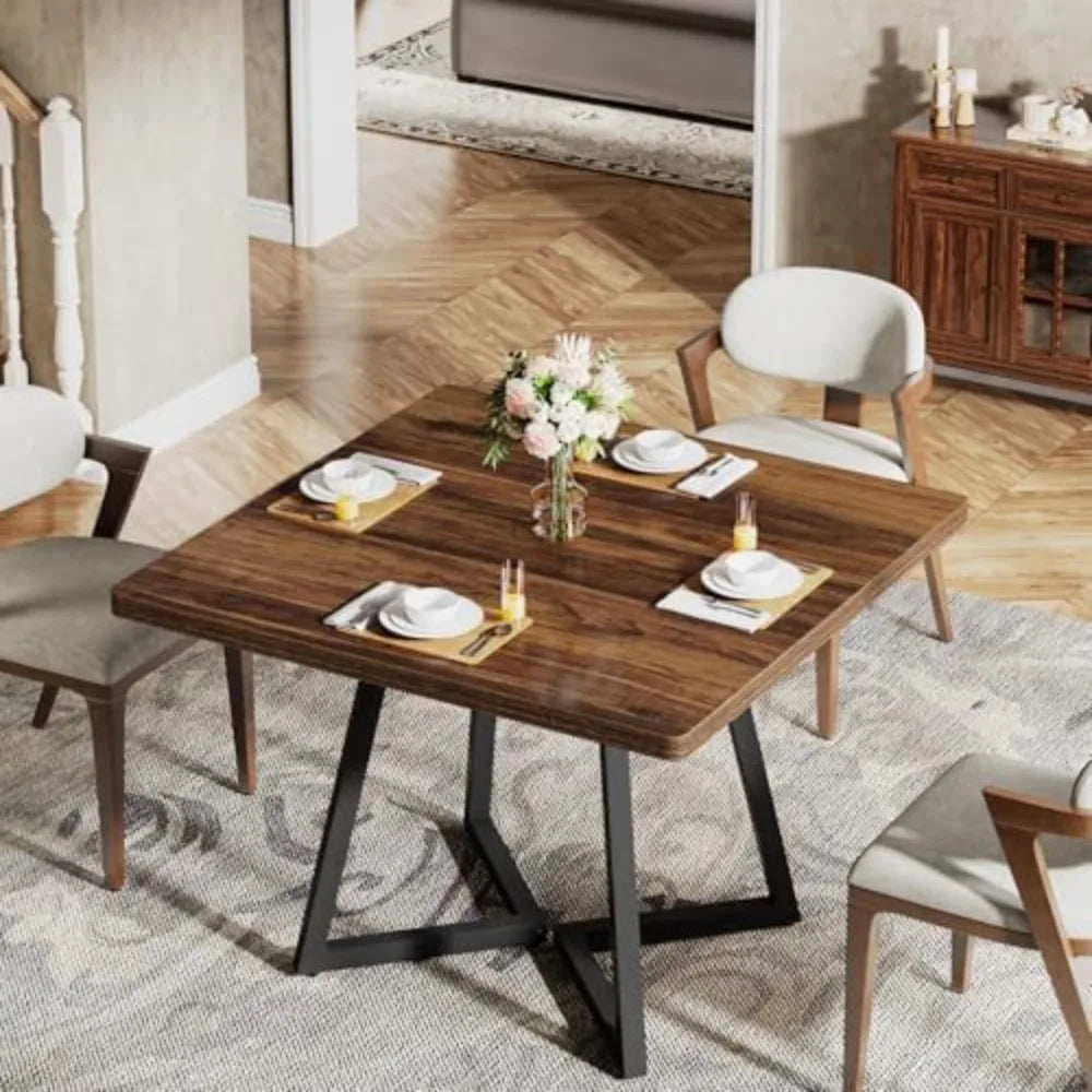 Rustic Square Dining Table for 2 – Modern Industrial Style