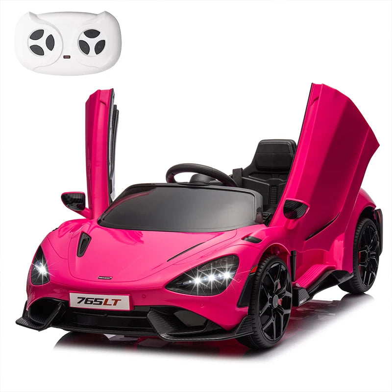 McLaren 765LT Kids Electric Ride-On Car | Ages 3–6 | 12V Rechargeable, Remote Control, LED Lights, Hydraulic Doors