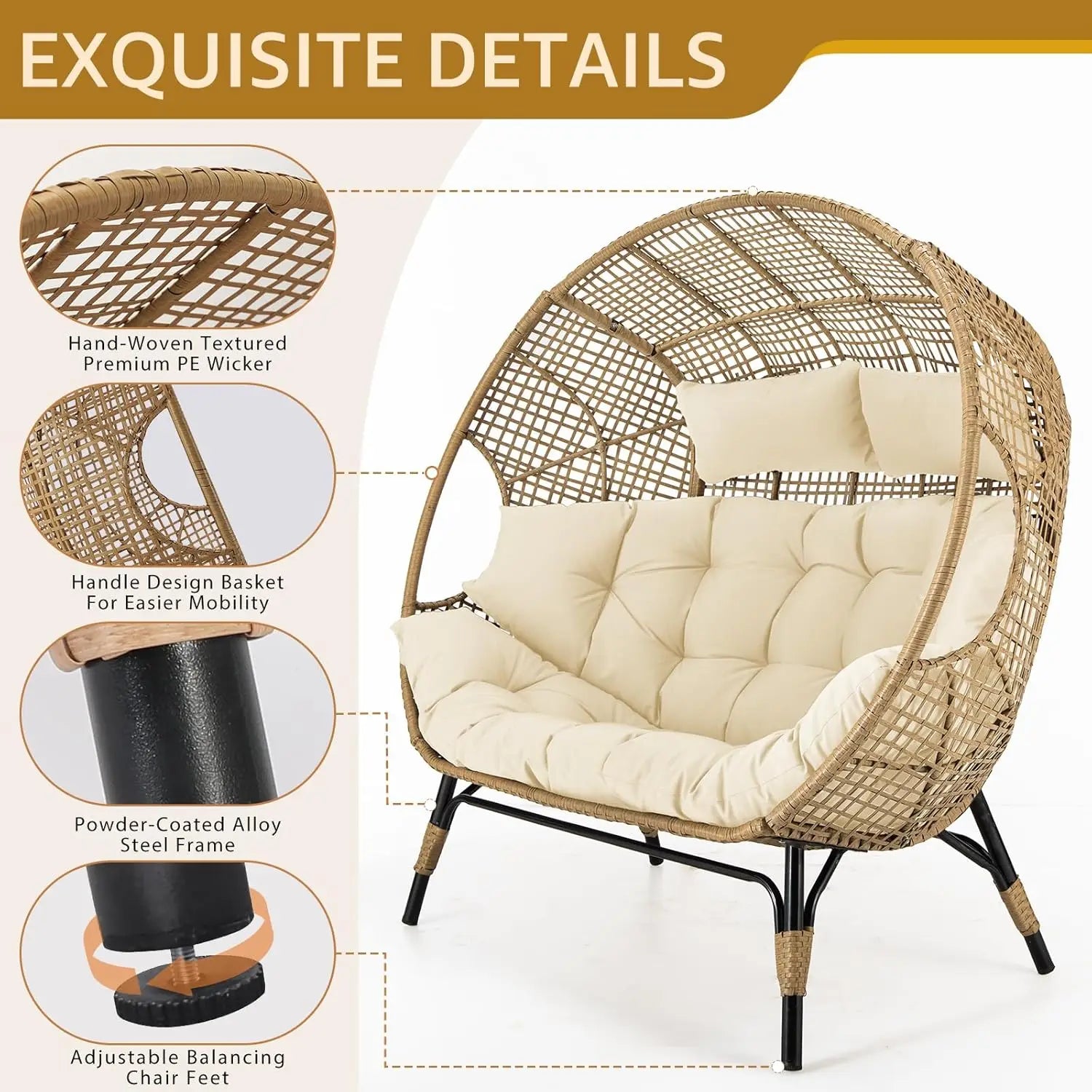 Double Egg Chair – Oversized 2-Person Outdoor & Indoor Lounger