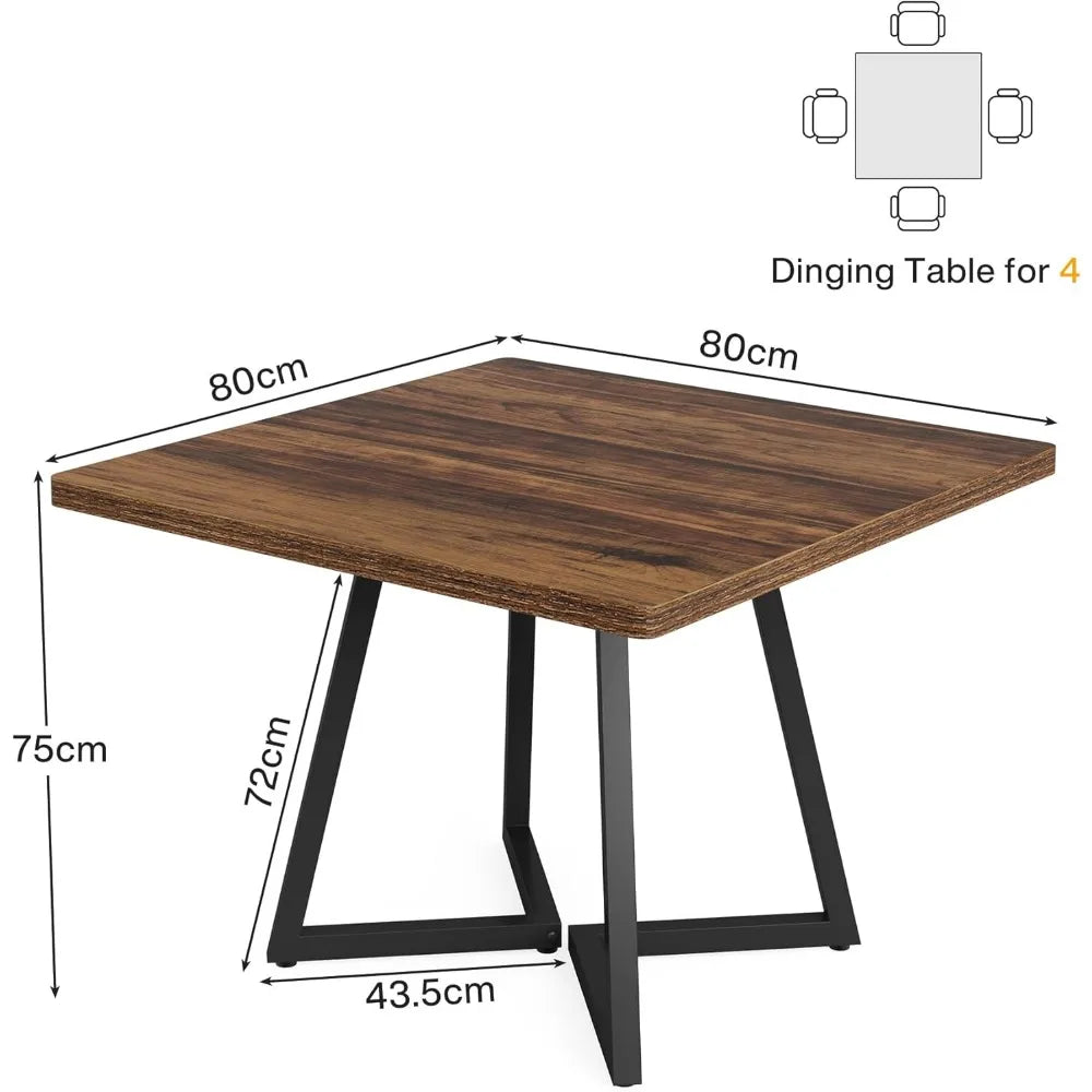 Rustic Square Dining Table for 2 – Modern Industrial Style