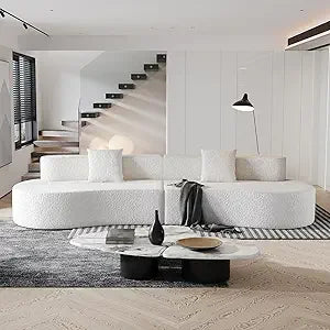 109" Modern Curved 4-Seater Bouclé Sofa with High-Density Cushions