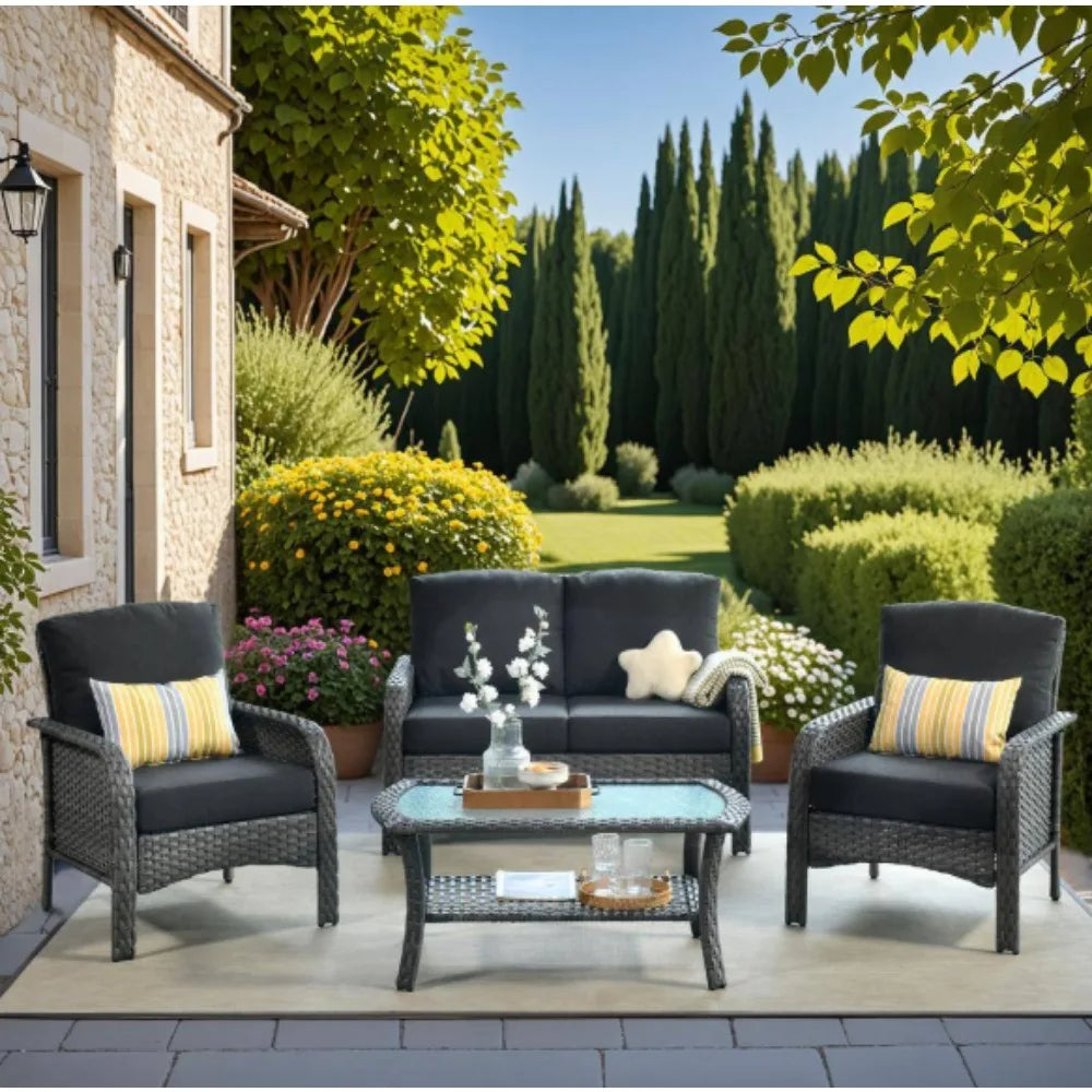 Outsunny PE Wicker Patio Furniture Set – Stylish & Weather-Resistant