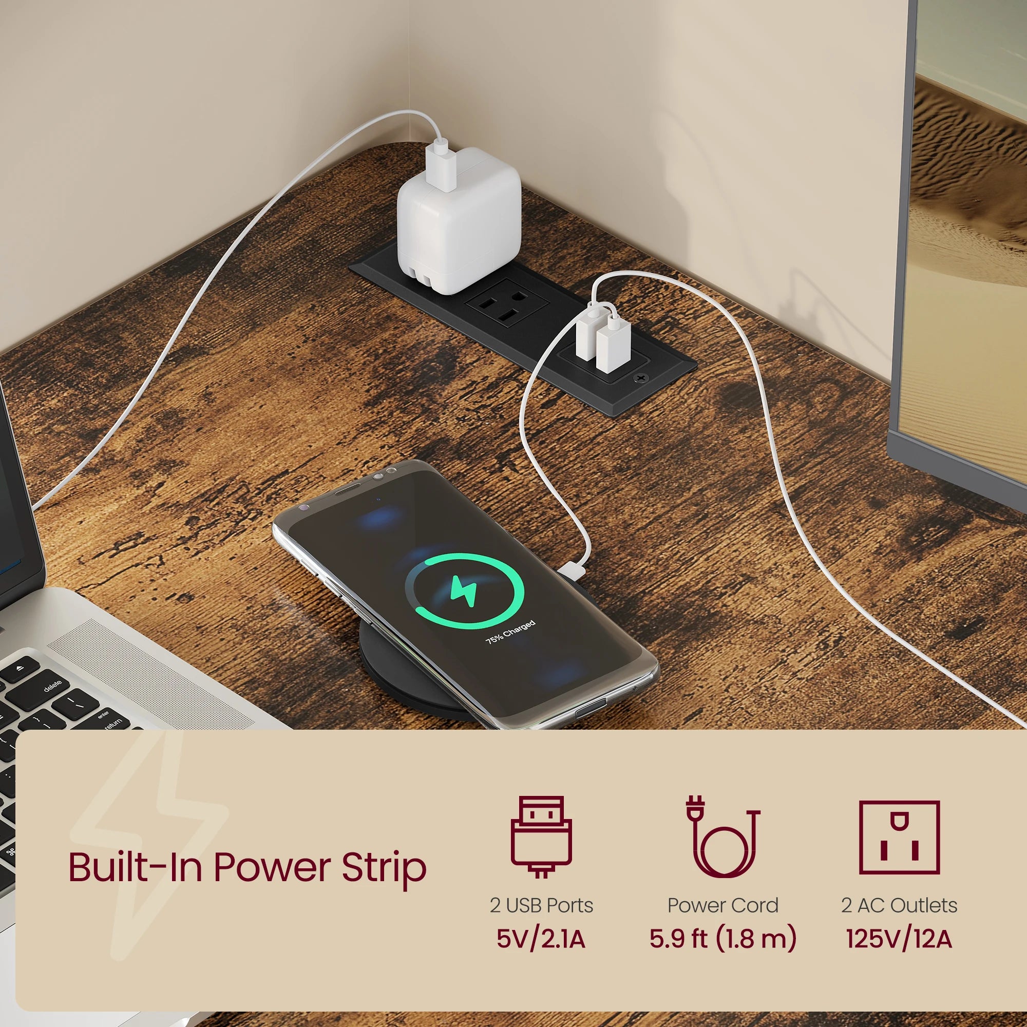VASAGLE L-Shaped Electric Standing Desk – Height Adjustable