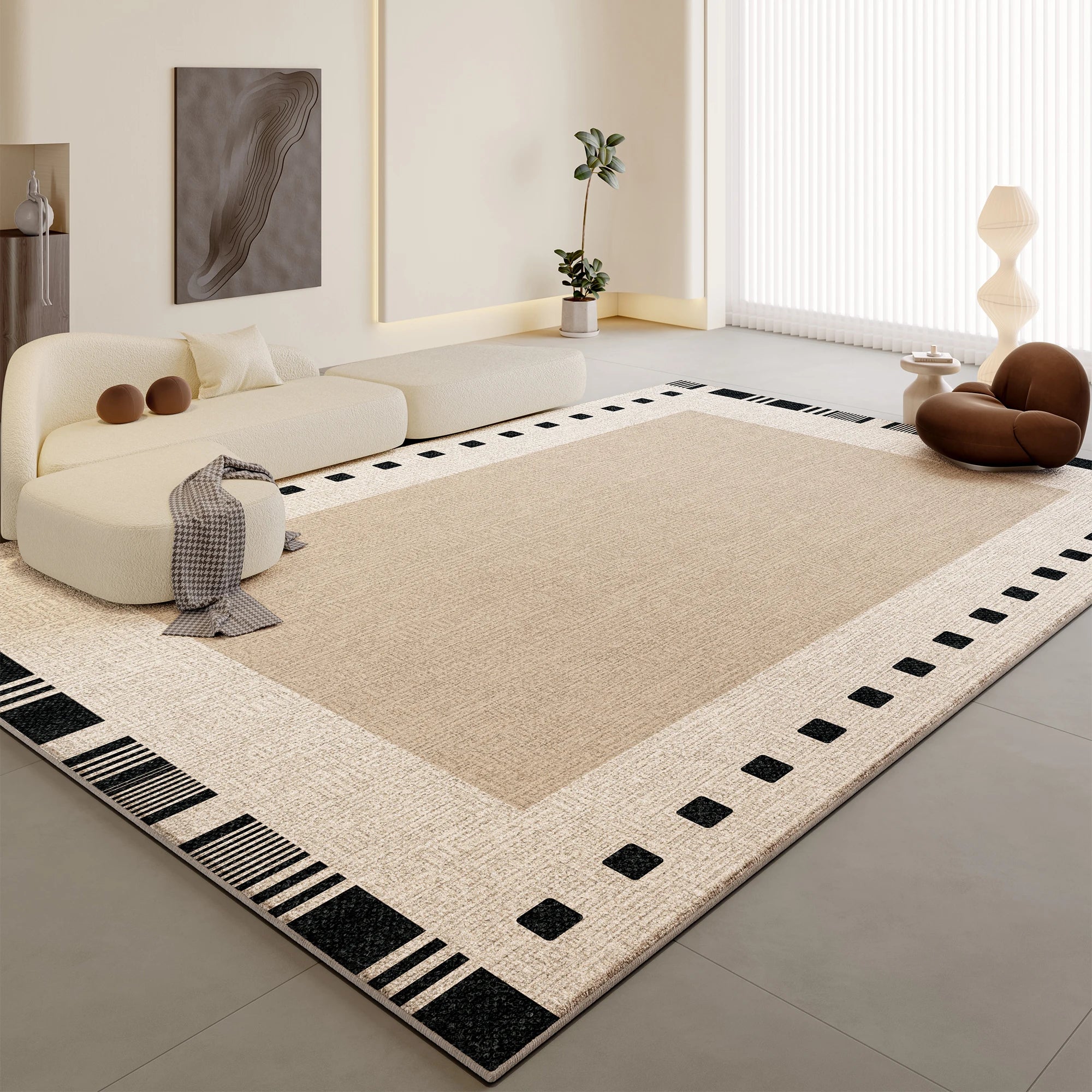 VIKAMA Premium Cream Living Room Rug – Luxurious Soft Touch for Home & Bedroom