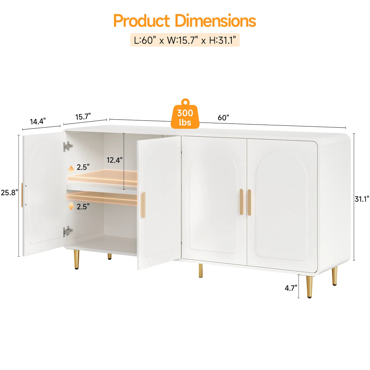Modern Curved Sideboard Buffet Cabinet