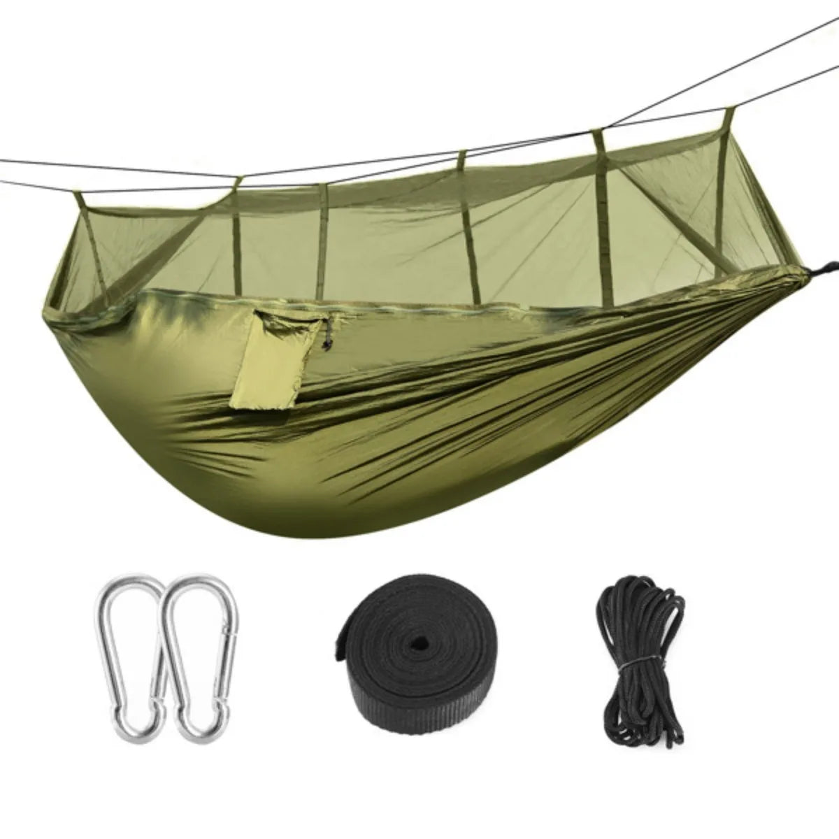 600 lbs Parachute Nylon Camping Hammock with Mosquito Net – Lightweight & Portable