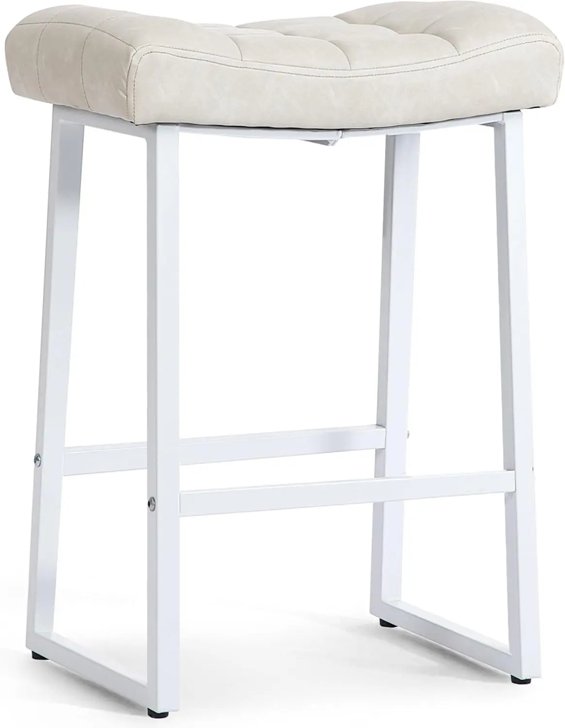 Modern Saddle Bar Stool – Upholstered Faux Leather, Gold Base