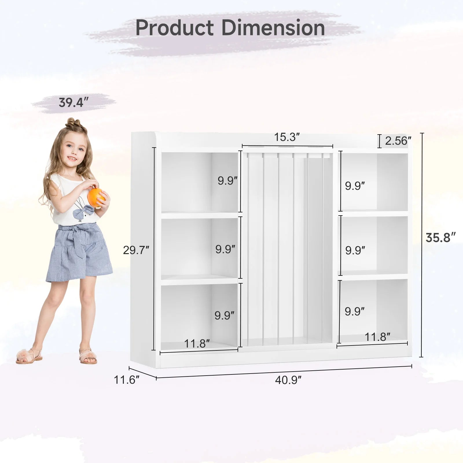 Kids Toy Storage Organizer & Bookshelf with 8 Cubbies – White