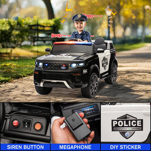 12V Kids Police Ride-On Car | Electric SUV with Parent Remote, Siren, Flashing Lights & Music | Ages 3–6