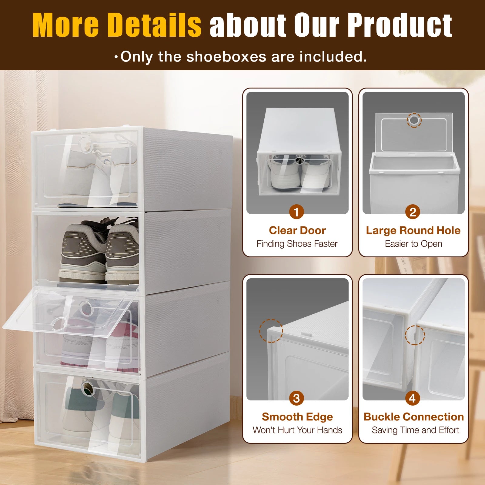 24-Pack Stackable Shoe Boxes – Clear, Stylish & Space-Saving