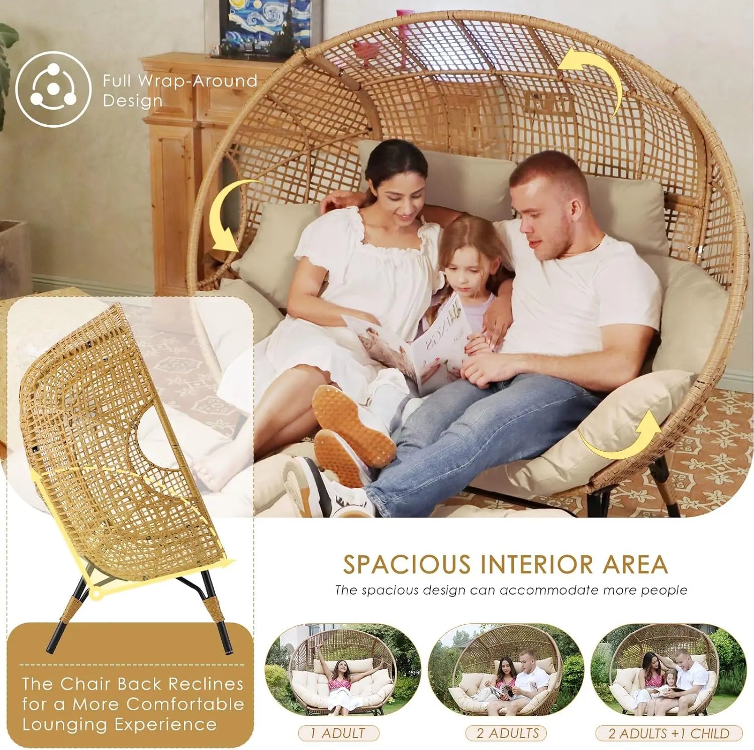 Double Egg Chair – Oversized 2-Person Outdoor & Indoor Lounger