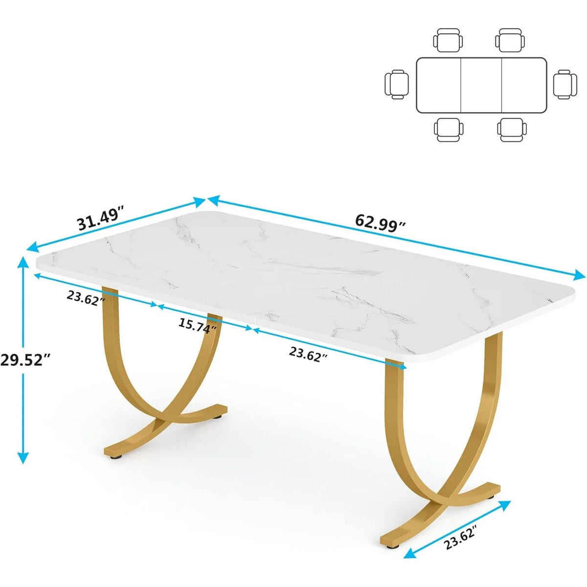 Modern Faux Marble Dining Table for 4