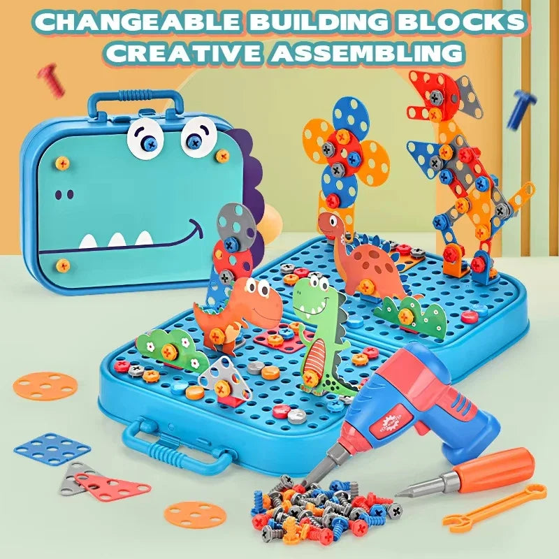 Kids Tool Set with Electric Drill – 3D Puzzle Educational Pretend Play Toy