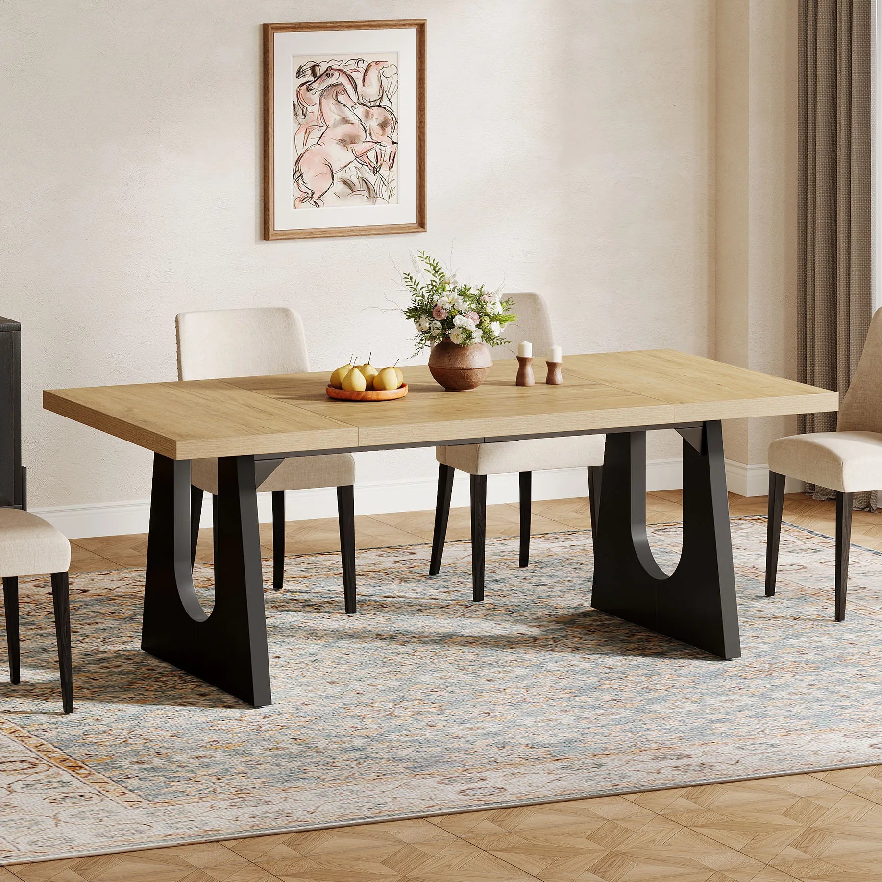 Large Wooden Dining Table for 6-8