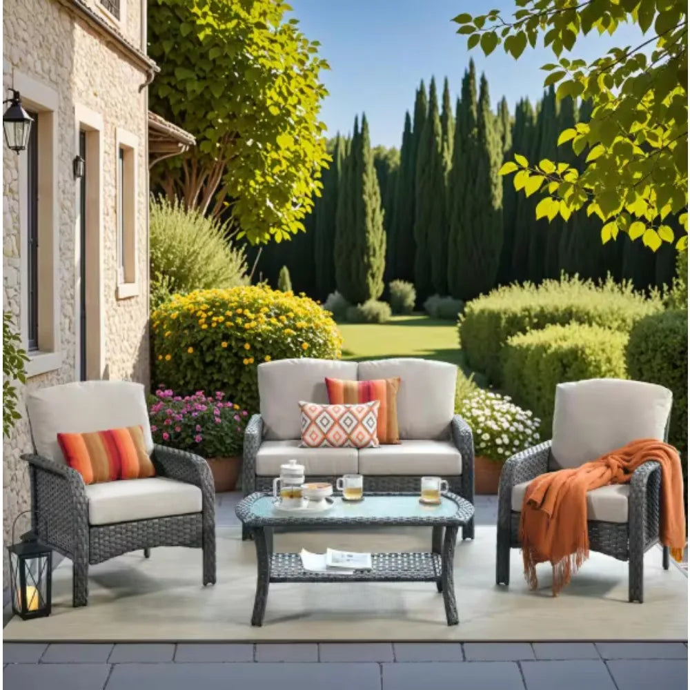 Outsunny PE Wicker Patio Furniture Set – Stylish & Weather-Resistant