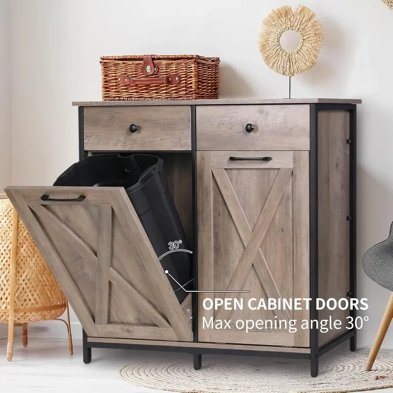 Dual Tilt Pull-Out Trash Cabinet – Hidden 10-Gallon Bins, Durable & Pet-Friendly