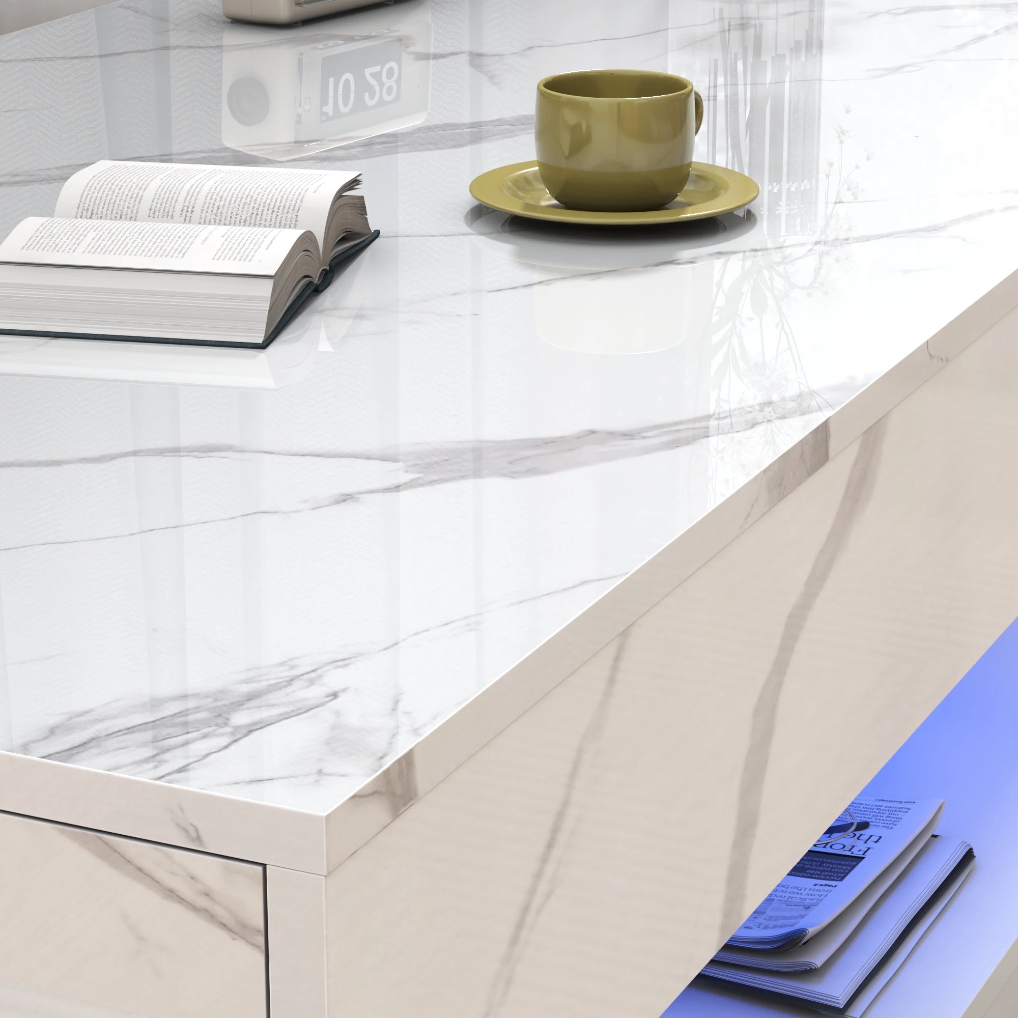 Modern LED Coffee Table with Storage & Remote/App Control