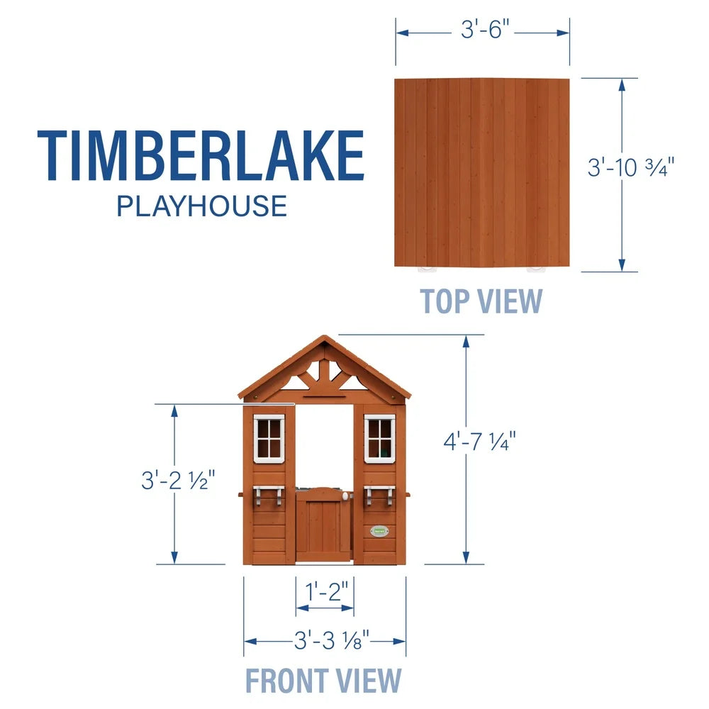 Timberlake Wooden Outdoor Playhouse for Kids – Cedar Wood, Snack Bar & Play Kitchen