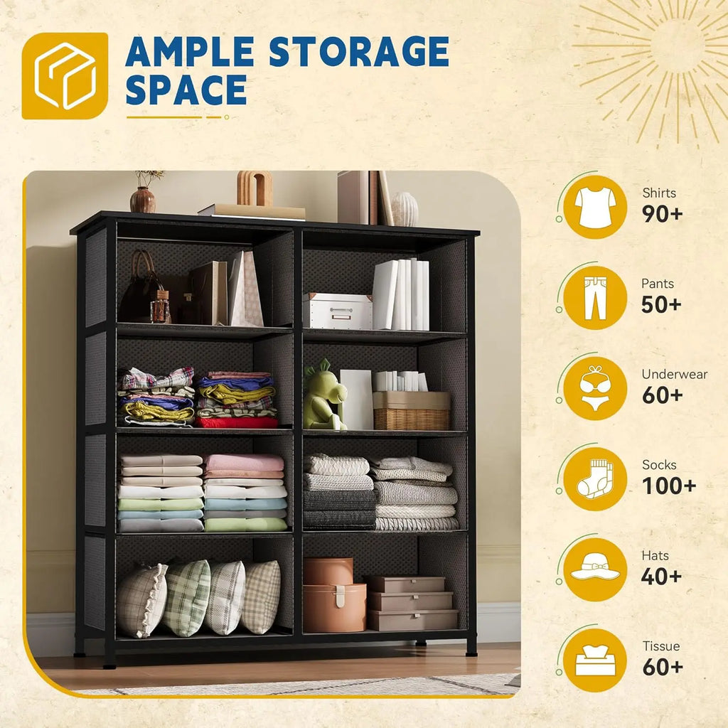 8-Drawer Fabric Dresser – Bedroom, Closet & Living Room Storage Organizer