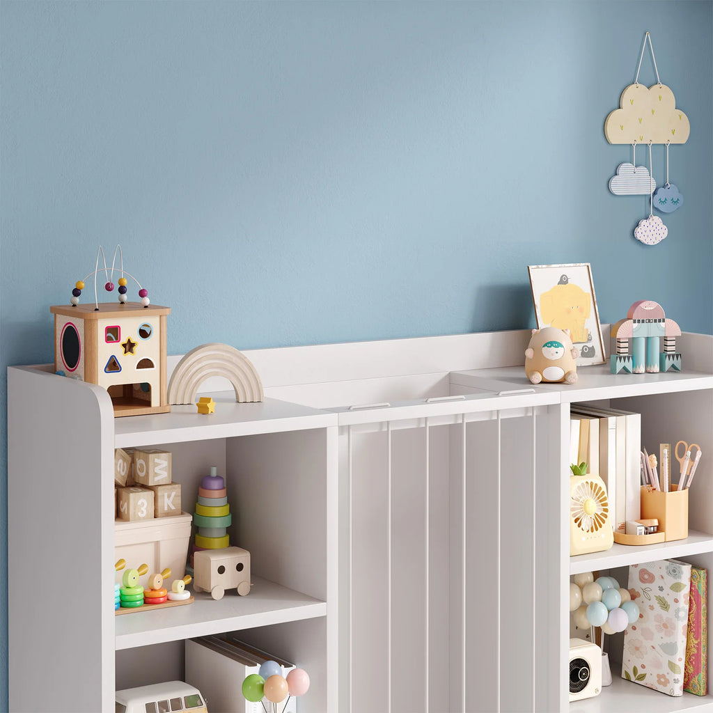 Kids Toy Storage Organizer & Bookshelf with 8 Cubbies – White