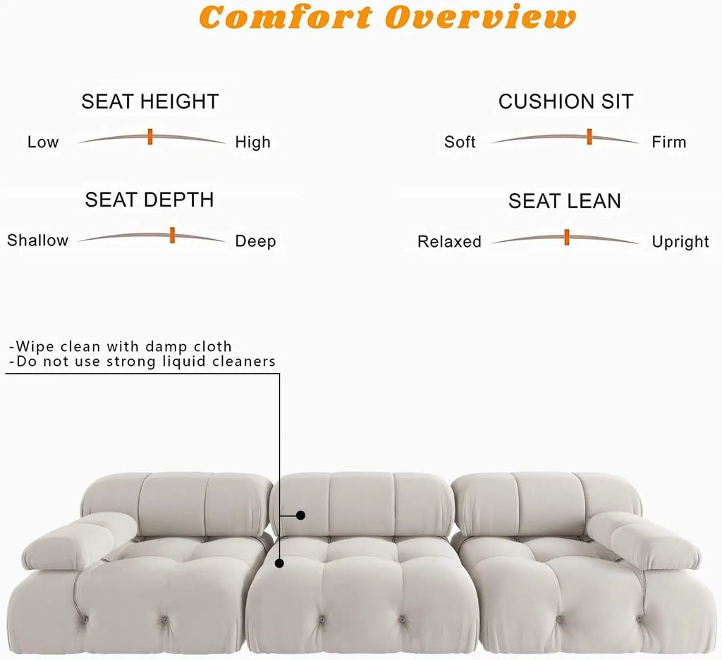 104" Modern Velvet 3-Seater Convertible Sofa