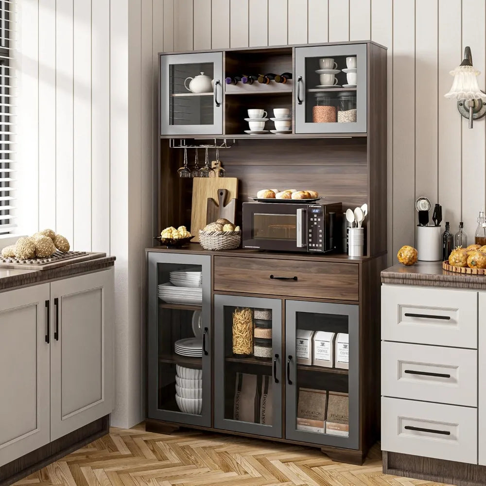 Rustic Brown Wine & Coffee Bar Cabinet