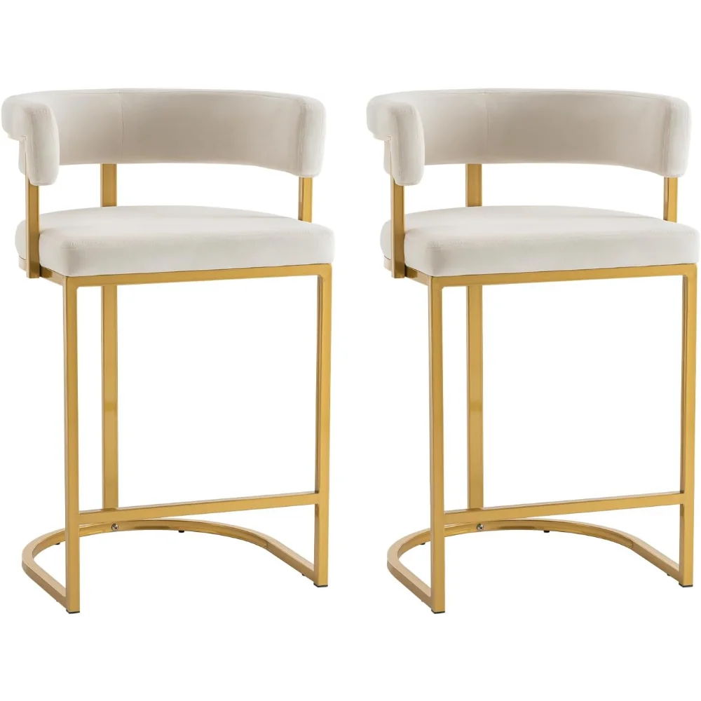arrel-Style Velvet Bar Stool – Modern Metal Frame with High-Density Foam Seat
