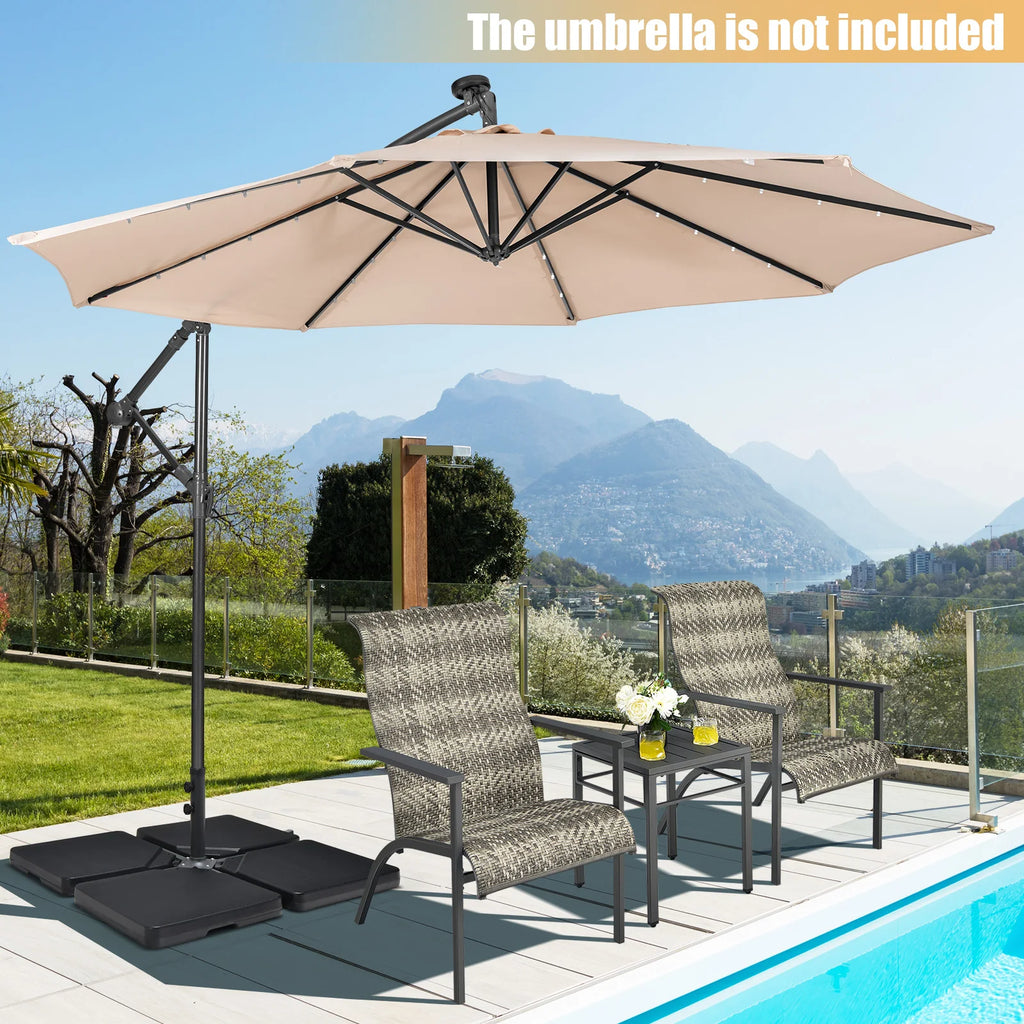 Heavy-Duty 4-Piece Cantilever Umbrella Base – Fillable HDPE Plates