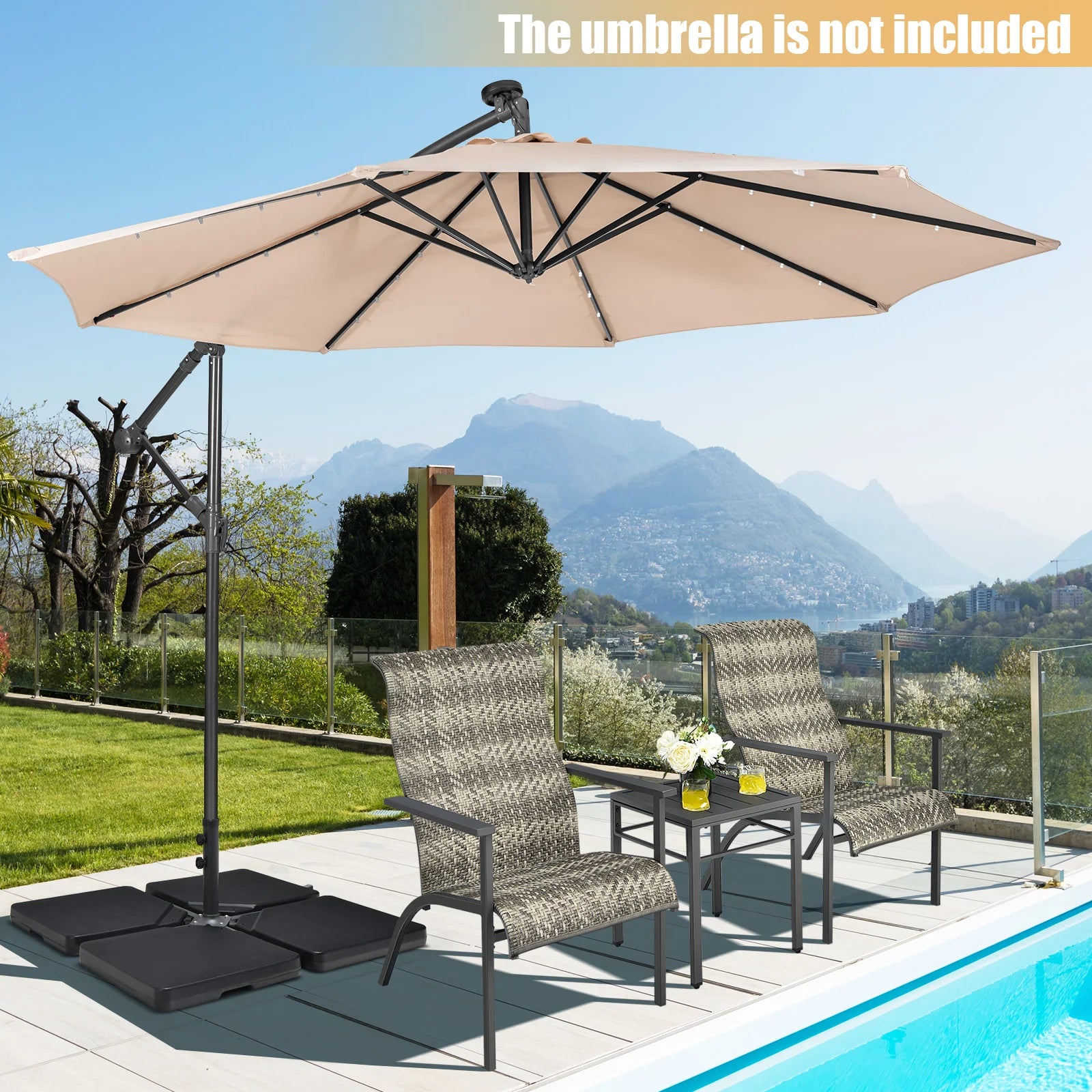 Heavy-Duty 4-Piece Cantilever Umbrella Base – Fillable HDPE Plates