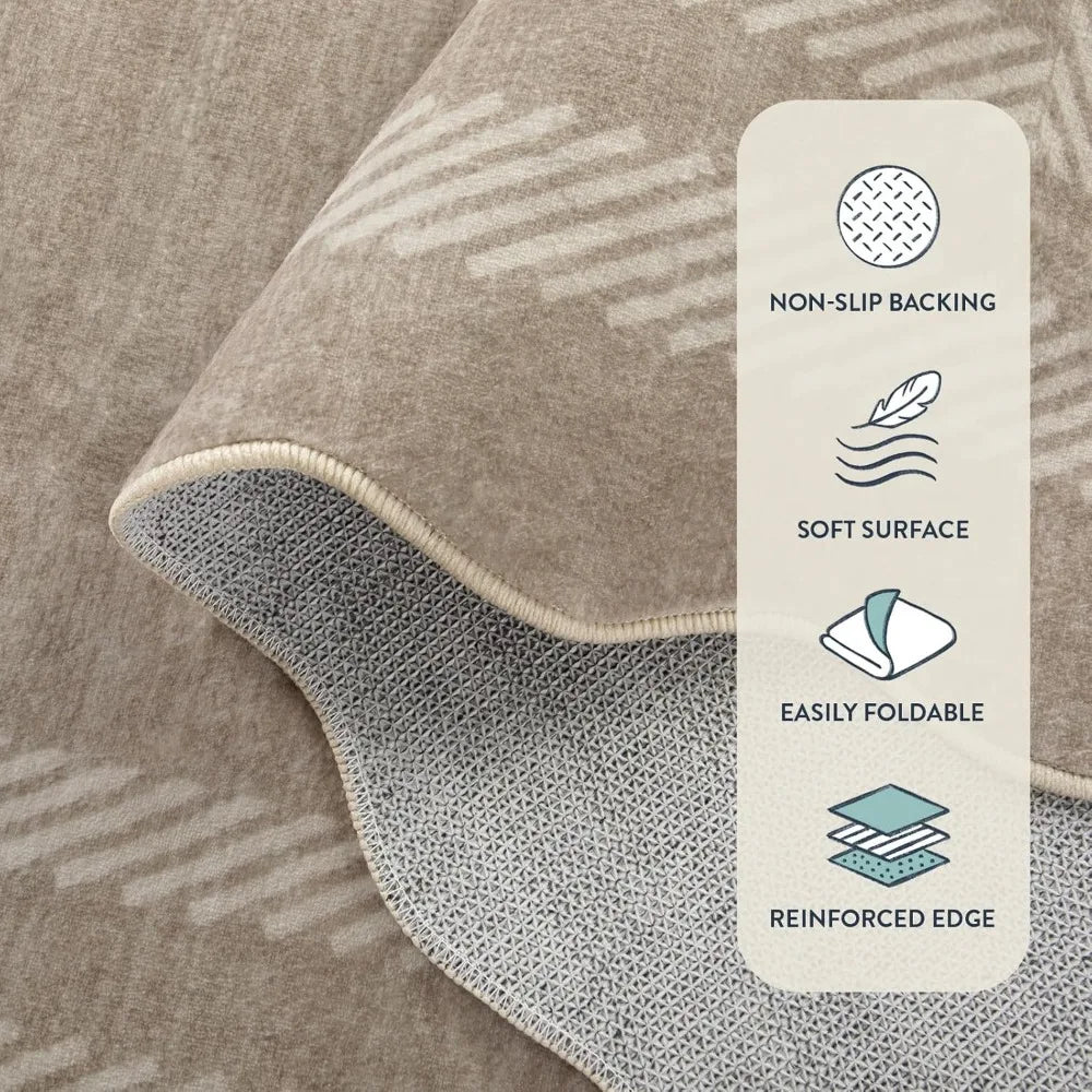 Modern Striped 8x10 Area Rug – Soft, Machine-Washable & Kid & Pet Friendly