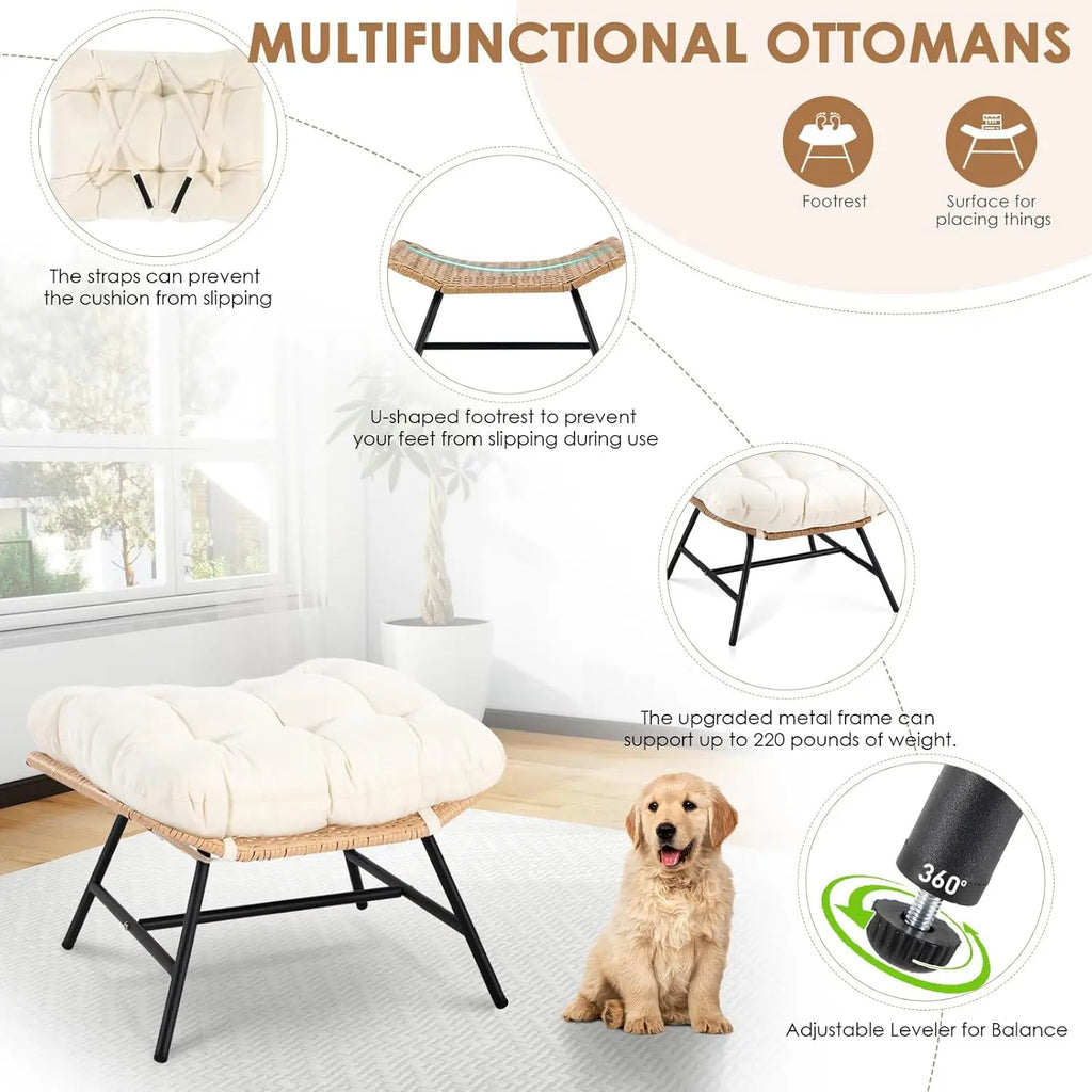 Egg Chair with Footrest – Oversized Rattan Lounger for Indoor & Outdoor