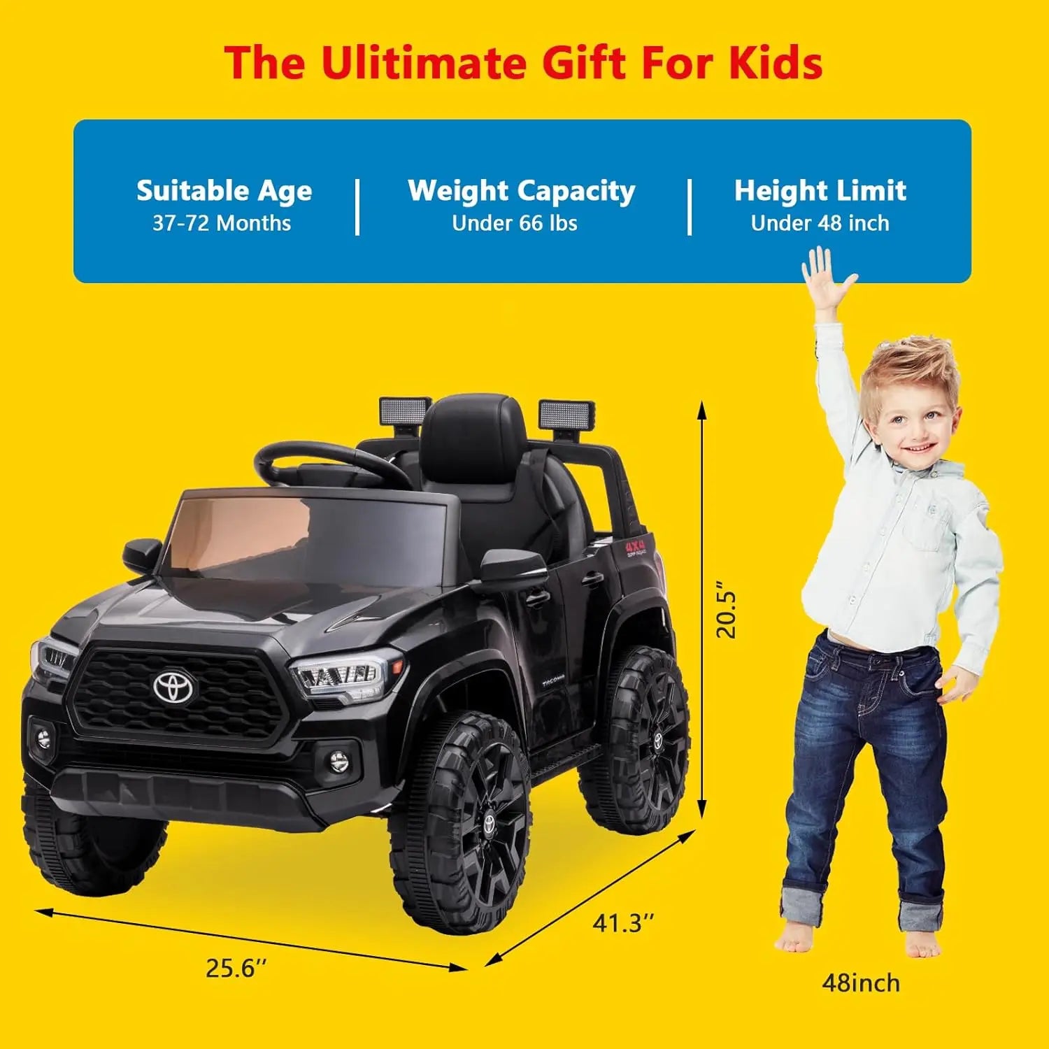 12V Kids Ride-On Truck | Electric Battery-Powered Car with Parental Remote, LED Lights & Sounds | Ages 3–6