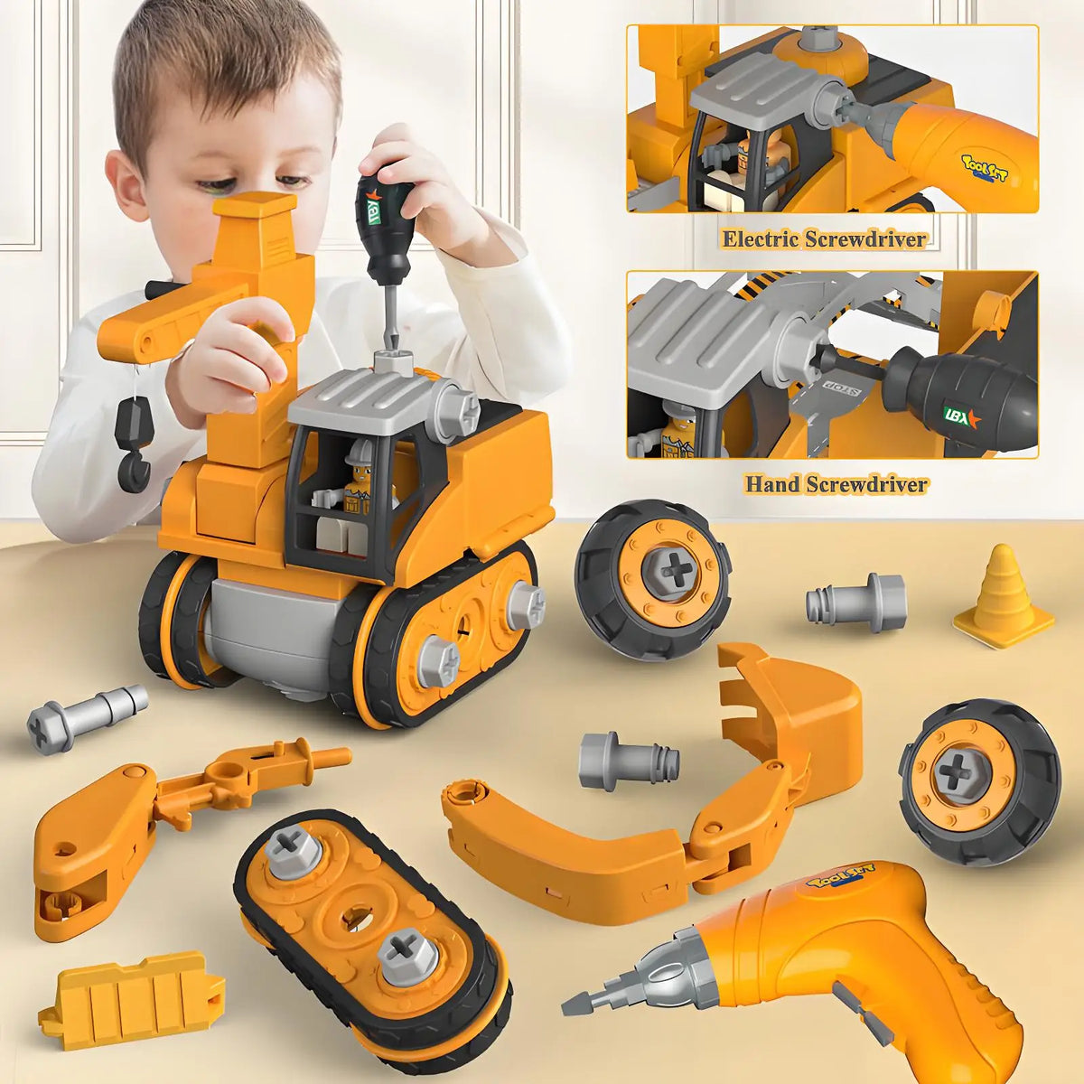 Educational Diecast Assembly Toy Car with Drill – Kids Engineering Playset