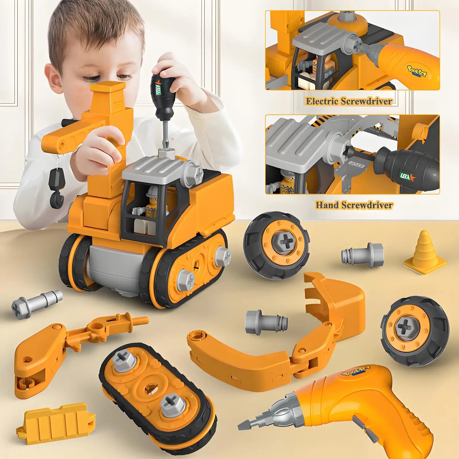 Educational Diecast Assembly Toy Car with Drill – Kids Engineering Playset