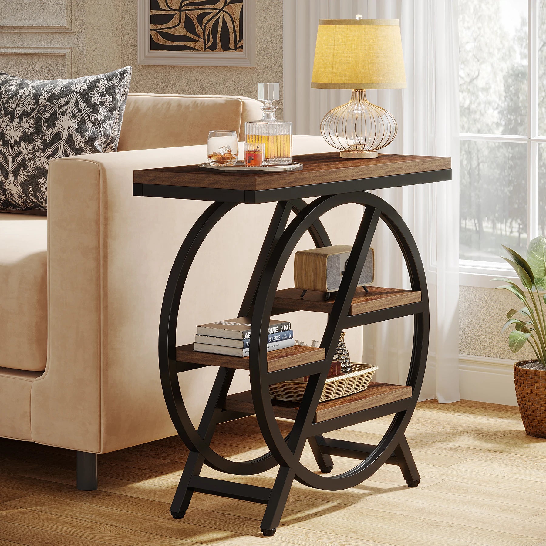 Tribesigns Industrial 3-Tier End Table – Rustic Elegance & Smart Storage