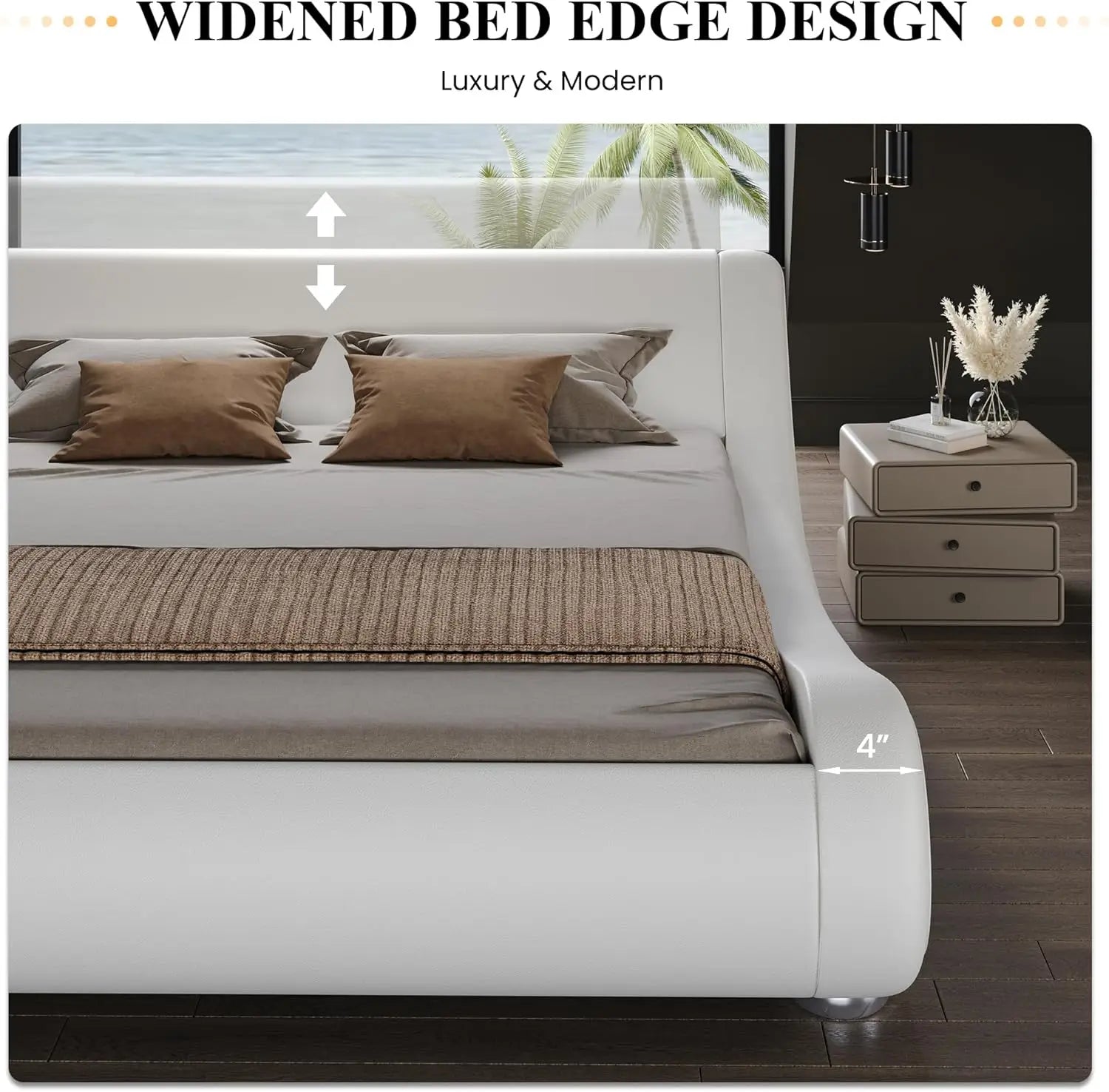 Modern Adjustable Leather Platform Bed – Ergonomic & Comfortable