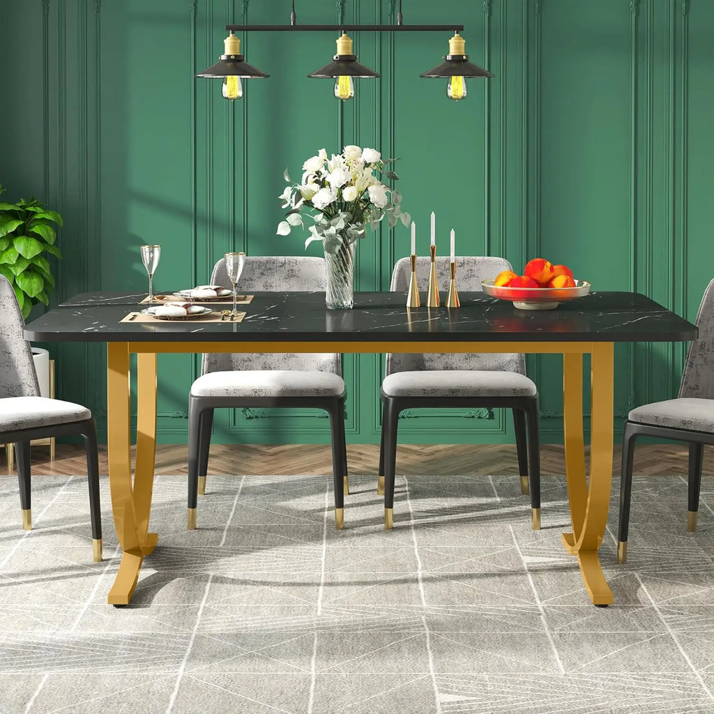 Modern Faux Marble Dining Table for 4