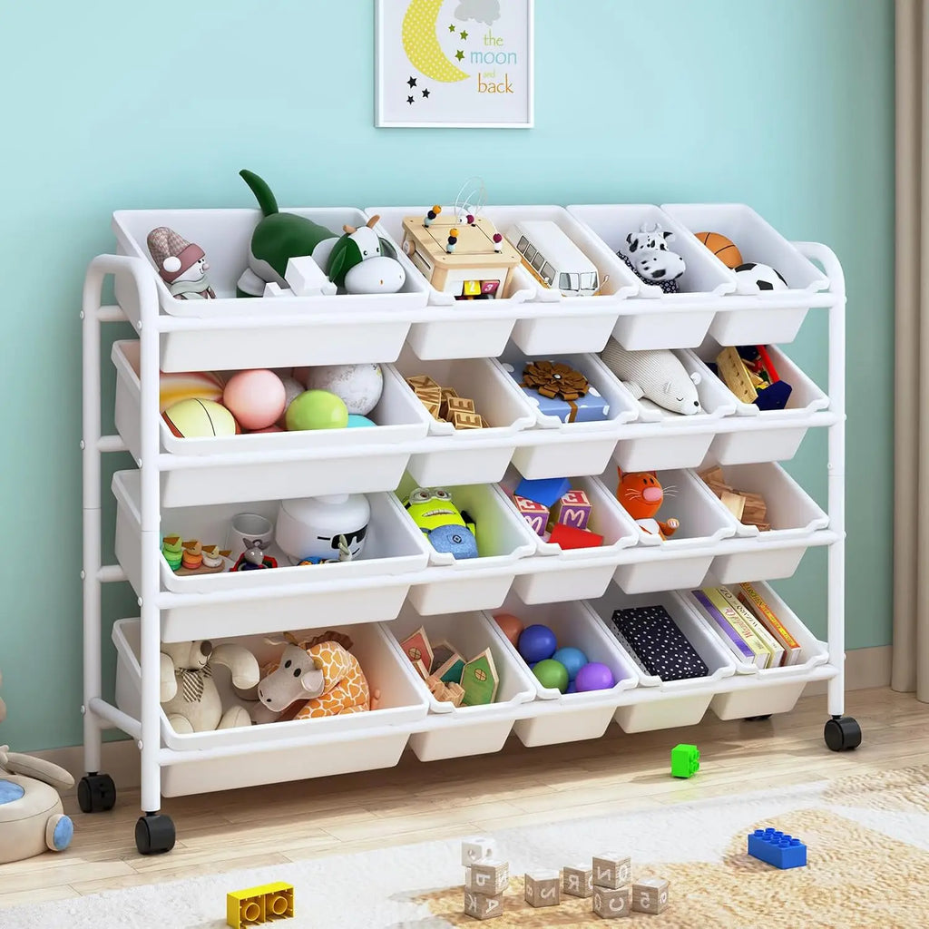 Experlam Kids Toy Organizer 20 Bins – 4-Tier Metal