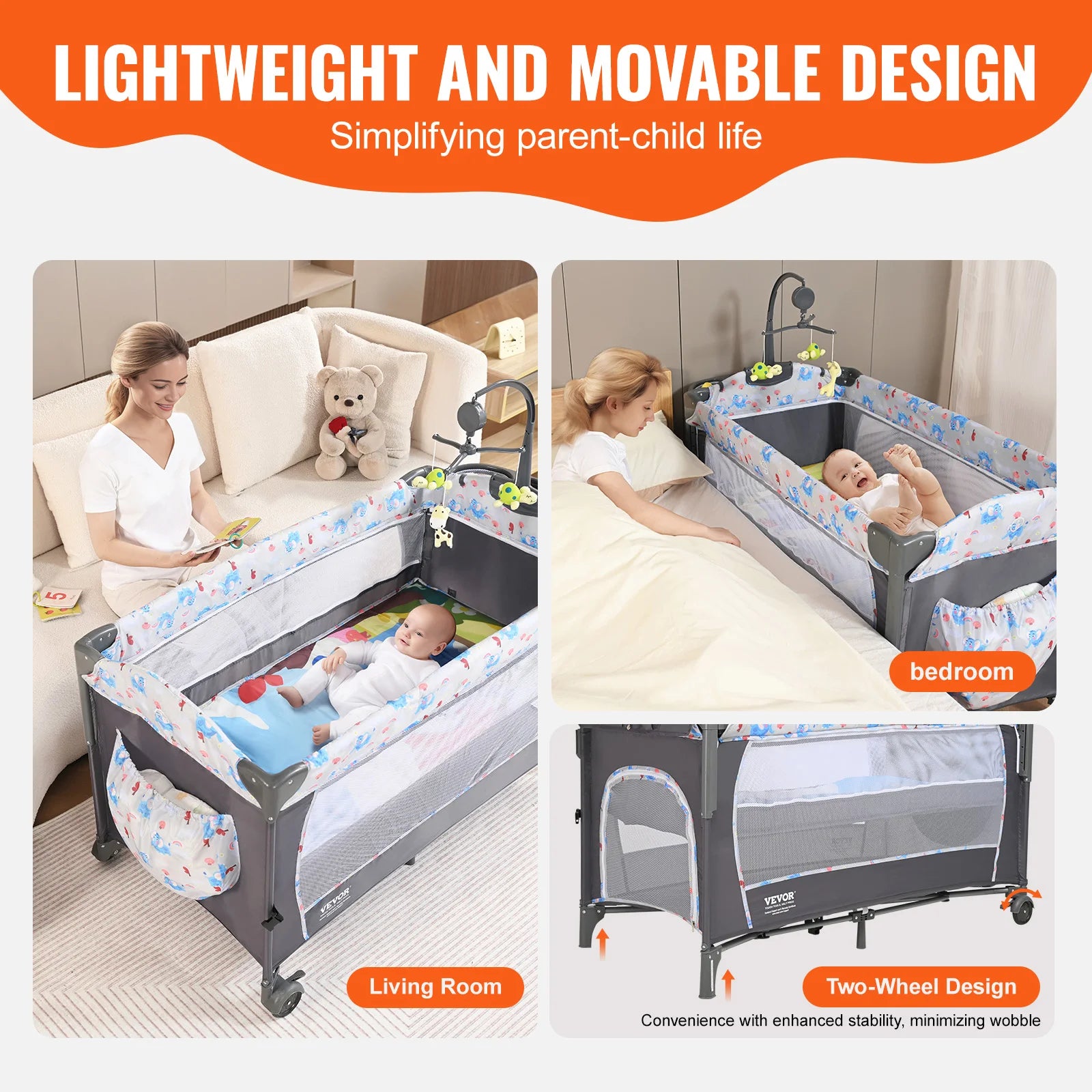 SucceBuy Baby Bassinet with Changing Table