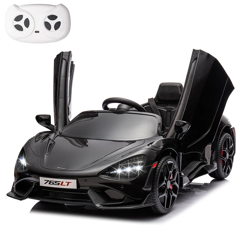 McLaren 765LT Kids Electric Ride-On Car | Ages 3–6 | 12V Rechargeable, Remote Control, LED Lights, Hydraulic Doors