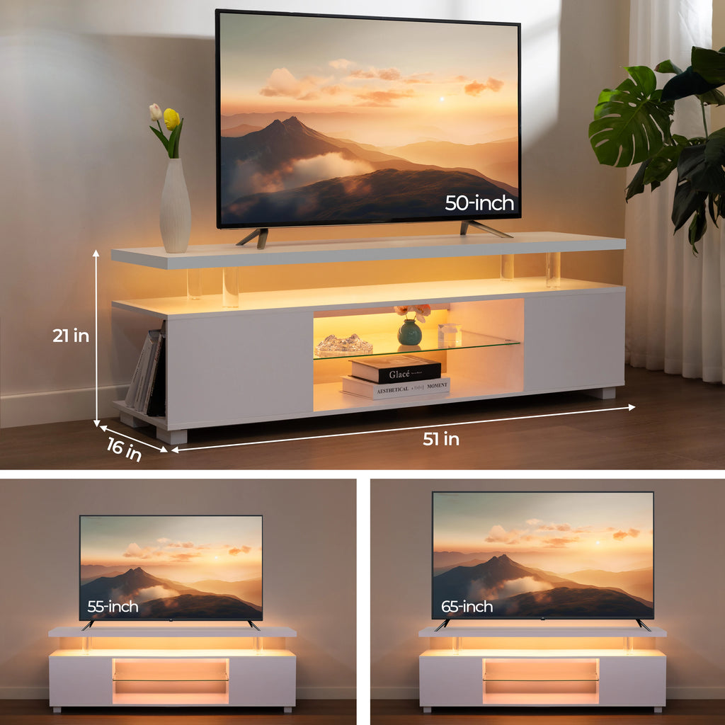 VDC  TV Entertainment Center LED TV Stand, Gaming Center for 60 65 70inch TV, Modern TV Stand with Storage, TV Console for Ga